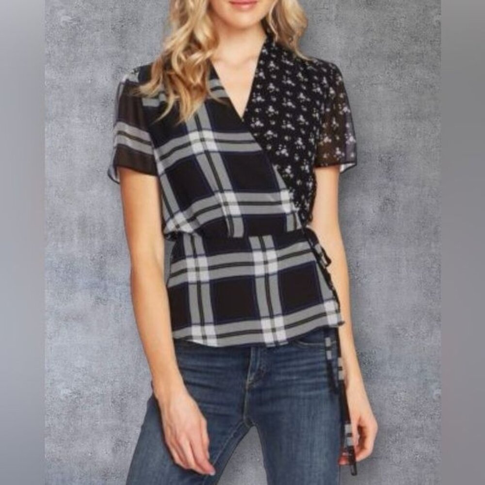 Vince Camuto Women's Mixed Print Blouse NWT